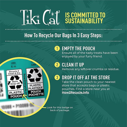 Tiki Cat Soft & Chewy Treats, Tuna Flavor, 3 Calories Per Treat with Grain-Free and No Added Gluten, 6 oz Pouch (Pack of 1)