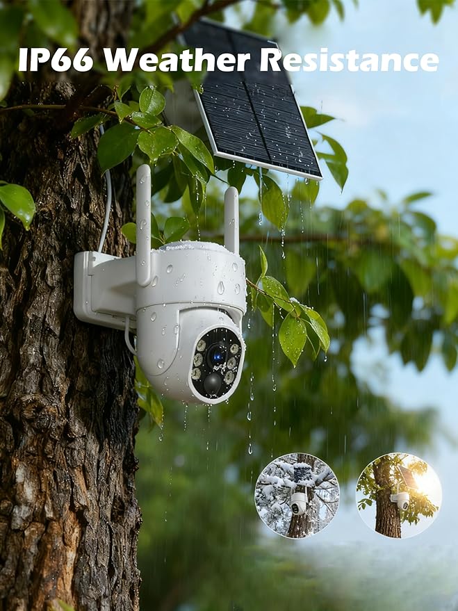Gianteye 4G LTE Cellular Solar Security Cameras Wireless Outdoor, No WiFi Solar & Battery Powered Outdoor Security Camera, 2K Color Night Vision, Human Detection, Built in TF/SIM Card