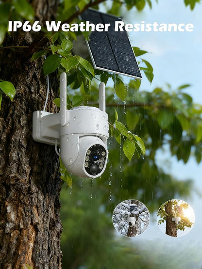 Gianteye 4G LTE Cellular Solar Security Cameras Wireless Outdoor, No WiFi Solar & Battery Powered Outdoor Security Camera, 2K Color Night Vision, Human Detection, Built in TF/SIM Card