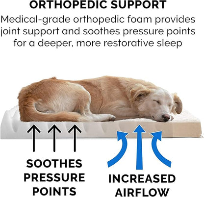 Furhaven Orthopedic Dog Bed for Large Dogs w/ Removable Washable Cover, For Dogs Up to 95 lbs - Ultra Plush Faux Fur & Suede Mattress - Cream, Jumbo/XL