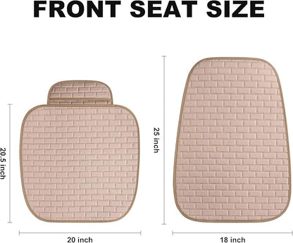 VarCozy Linen Car Seat Covers, Breathable Front Pair Seat Covers for Cars with Non-Slip Protector for All Seasons, Universal Front Seat Covers for Cars, SUVs, Trucks