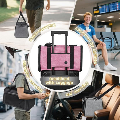 YUDODO 25 lbs Lightproof Airline Approved Cat Small Dog Carrier for Travel Bag Soft Sided Pet Puppy Carriers with Side Pockets & Reflective Mesh, Foldable Portable for Outdoor Car Large Lake Blue