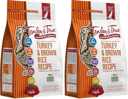 Tender & True Antibiotic-Free Turkey & Brown Rice Recipe Dog Food, 4 lb (Pack of 2)