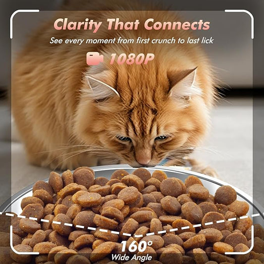 Automatic Cat Feeder with Camera - 5G WiFi Timed Cat Food Dispenser, 1080P HD Video with Night Vision, 1-15 Meals, 1-99 Portions, 2-Way Audio, Keeps Dry Food Fresh, 5L Auto Pet Feeder Also for Dogs