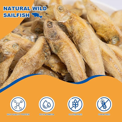 Freeze Dried Minnows Dog Cat Treats - High Protein Omega-3 Training Rewards, Supports Joint Health & Shiny Coat (80-90 Count)