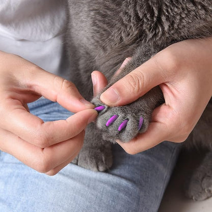 Kitty Caps Nail Caps for Cats, Hot Purple & Hot Pink - Safe, Stylish & Humane Alternative to Declawing Stops Snags & Scratches, Medium (9-13 lbs), 40 Count - 3 Pack