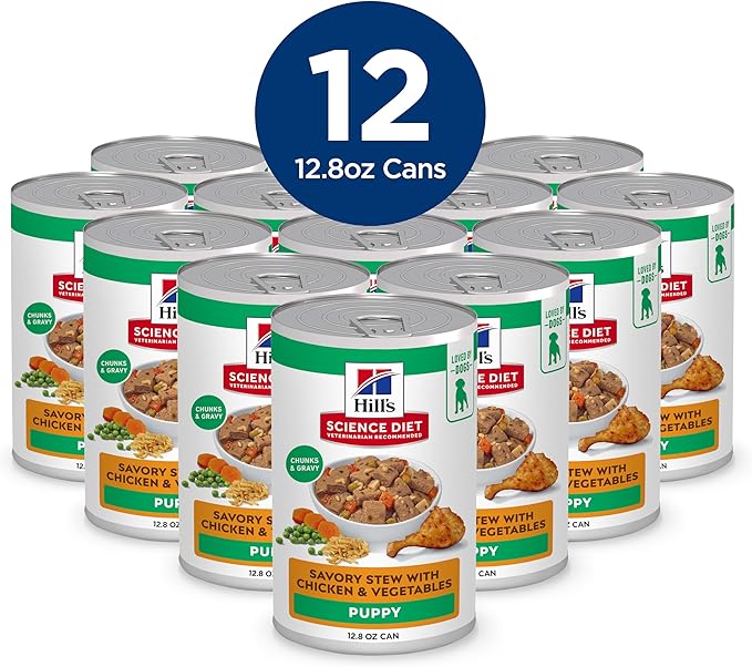 Hill's Science Diet Puppy Wet Dog Food, Chicken & Vegetables, 12.8 oz. Cans, 12-Pack