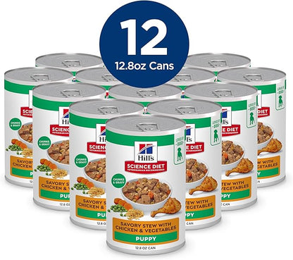 Hill's Science Diet Puppy Wet Dog Food, Chicken & Vegetables, 12.8 oz. Cans, 12-Pack