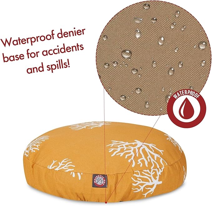 Yellow Coral Large Round Indoor Outdoor Pet Dog Bed With Removable Washable Cover By Majestic Pet Products