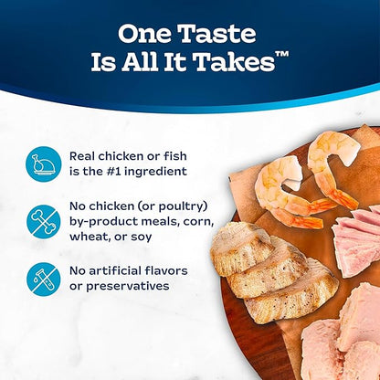 Blue Buffalo Tastefuls Natural Flaked Wet Cat Food Variety Pack, Tuna, Chicken and Fish & Shrimp Entrées in Gravy 5.5-oz Cans (12 Count - 4 of Each)