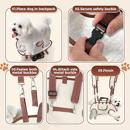 Hands Free Dog Backpack Carrier for Small Dogs, Yorkie Shoulder Carrier Sling Backpack Carriers Dog Lift Harness Portable Breathable Pet Carrier Backpack for Small Puppies (M, 8.8-14.3lbs)