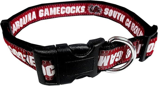 Pets First Collegiate PET Collar NEW VERSION South Carolina Gamecocks Dog Collar, Size Medium. Best Sports Team Color for Dogs & Cats. A Shiny & Colorful Dog & Cat Collar Licensed by The NCAA