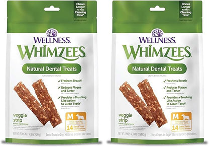 Whimzees Wellness Veggie Sausage Dog Dental Treats,Medium Size Stick,14 Count (Pack of 2)