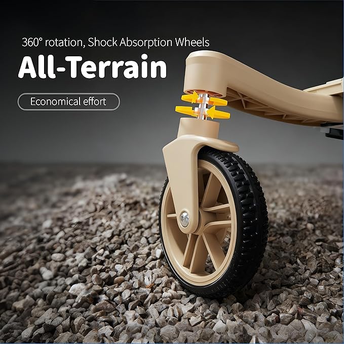All-Terrain Pet Stroller for Small Medium Dogs & Cats, 20 lbs Capacity - Portable Carrier with One-Touch Brake, Lightweight Foldable Design & Shock Absorption Wheels,Khaki