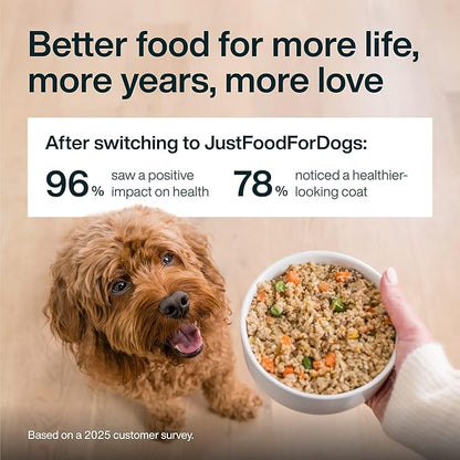 JustFoodForDogs Pantry Fresh Wet Dog Food, Complete Meal or Dog Food Topper, Lamb & Brown Rice Human Grade Dog Food Recipe - 12.5 oz (Pack of 12)