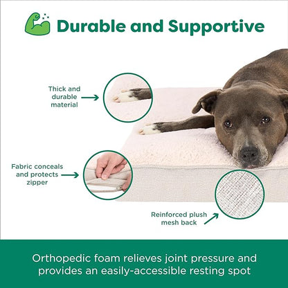 Furhaven Orthopedic Dog Bed – Classic Cushion with Plush Tufted Top, Supportive Foam Mattress, Removable Washable Cover, Joint Relief - Wheat, Jumbo