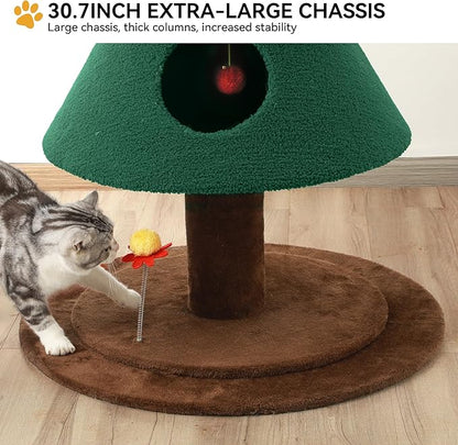 YITAHOME 60 in Christmas Cat Tree for Indoor Cats, Tall Cat Tower Furniture with 2 Large Condos, 5ft Christmas Tree Party Decoration with Cat House and Beds