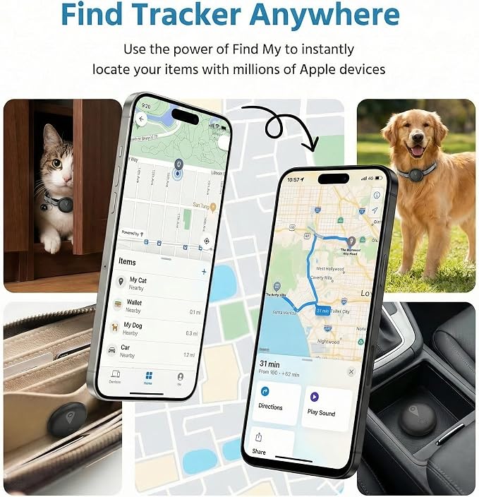 GPS Pet Tracker for Dogs & Cats, Smart Collar with Real-Time Location | No Monthly Fee, Activity Monitoring, Adjustable Reflection Strap, Find My Compatible, Lightweight Wear, Plug And Play