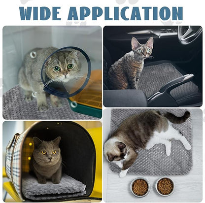 Drydiet 4 Pcs Self Heating Cat Pad Self Warming Cat Bed Dog Heating Pad Washable Thermal Pet Mat for Indoor Outdoor Pet 16 x 20 Inch Removable Non Slip(Gray)