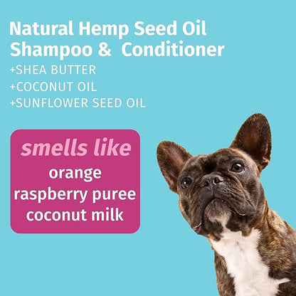 Hempz Petz, Dog Shampoo & Conditioner, Creamy Citrus Orange & Red Raspberry 2 in 1 Herbal Shampoo & Conditioner 17 oz.