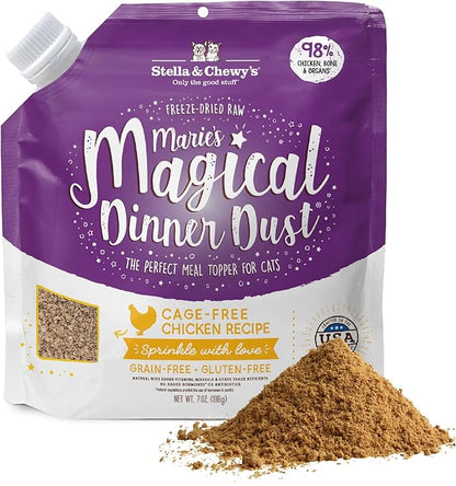 Stella & Chewy's Freeze-Dried Raw Cat & Kitten Food Topper - Magical Dinner Dust - Premium Cage-Free Chicken - Grain-Free, Protein-Rich - Perfect For Picky Eaters - 7 oz
