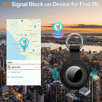 1|2|4Pack for Apple AirTag Holder,for Air Tag 2nd &1st Genaretion,Waterproof GPS Tracker Air Tag Keychain with Cover Anti-Scratch Silicone for Air-Tag Case for Pets,Kids,Bags,Luggages-Black+Black