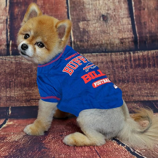 NFL Buffalo Bills Dog T-Shirt for Pets, Size Large. Officially Licensed Pet Shirt with Team Logo, Soft Stretchable Comfort Fit Apparel for Dogs & Cats