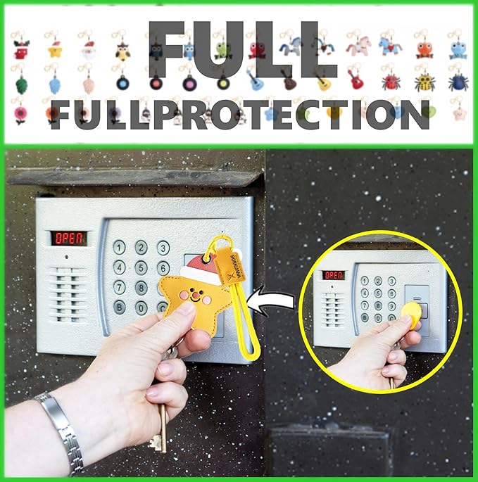 Leather Keychain Holder Case Compatible with AirTag,Cute Protective Cover with Keyring and Lanyard,Anti-Scratch Finder GPS Tracker Case for Wallet Keys,Bag,Pets,Backpack(L)