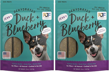 PET JERKY FACTORY Premium Duck and Blueberry 12 oz. Dog Jerky Treats|100% Human Grade | USA Made-| High Protein-| Grain Free-| Limited Ingredients-| No Filler-| BHA-BHT Free-| Soft-Tender,(Pack of 2)
