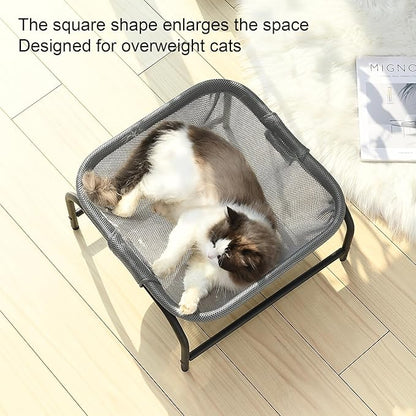 JUNSPOW Cat Bed [Designed for Big Cats] Cat Hammock Dog Bed Pet Square Hammock Bed Free-Standing Kitty Sleeping Couch Pet Supplies Whole Wash Stable Detachable Easy Assembly Indoor Outdoor