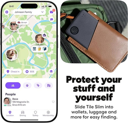 Life360 Tile Slim - Wallet Finder, Bluetooth Tracker and Item Locator for Luggage Tags, Passports and More. Both iOS and Android Compatible. Phone Finder. 1-Pack (Black)