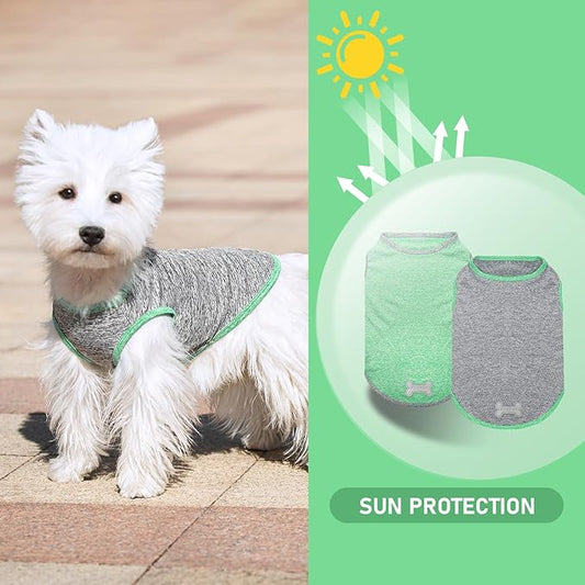 KYEESE 2Pack Dog Shirt, Lightweight Sun Protection Sleeveless Dog T Shirts for Large Dogs Boy, Breathable Pet Reflective Tank Top Summer Dogs Clothes for Outdoor Walking, Grey+Dark Green, 3XL