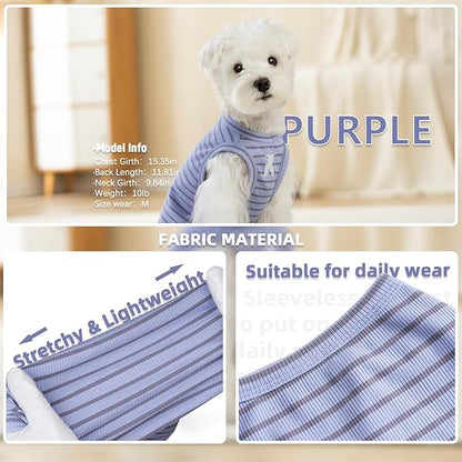 Koneseve Dog Shirts 2 Pack Breathable Sleeveless Vest, Stretchy & Soft, Purple & Vivid Green, Size S