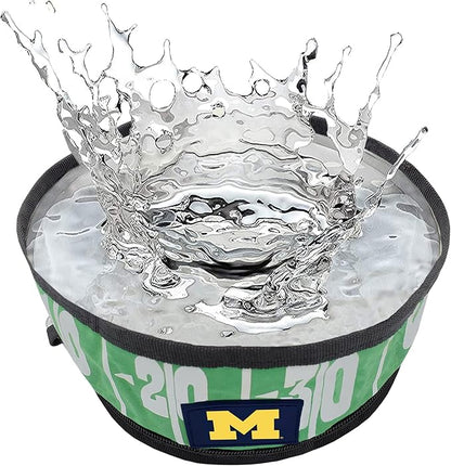 Pets First NCAA Michigan Wolverines Collapsible Dog Travel Bowl Set, 2 Pack Food & Water Bowls for Dogs, Best Portable & Lightweight Leak-Proof Dog Bowls for Travel