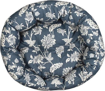 Fringe Studio INDIENNE Coastal Blue 20" W x 19" D x 8" H Small Round Cuddler, 100% Cotton Canvas Exterior, Machine Washable, PetShop Collection (203016)