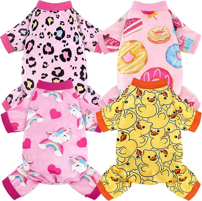 4 Pack Dog Pajamas Soft Lightweight Dog Recovery Suit Onesie Clothes for Small Medium Female Pet Boys Girls Dogs