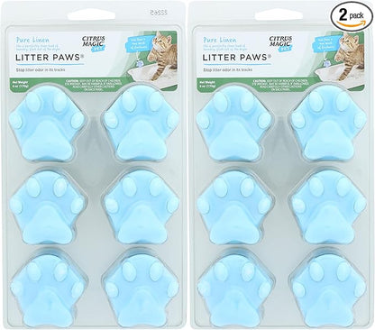 Citrus Magic Pet Odor Control Paws for Litter, Fresh Linen, 6-Count, Pack of 2