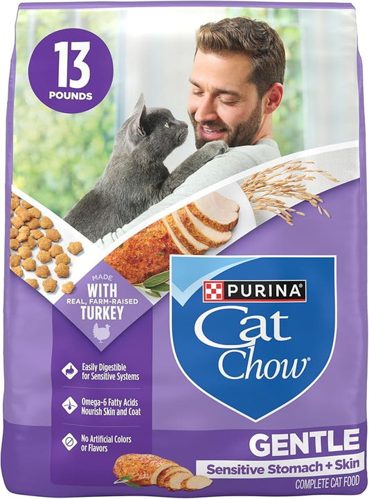 Purina Cat Chow Gentle Sensitive Stomach and Skin Dry Cat Food with Turkey - 13 lb. Bag