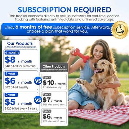 Smart Dog GPS Tracker, Complimentary 12-Month Subscription, Live Pet Tracker with Virtual Fence, Dog Tracker for Dogs with Health & Behavior Monitoring, Escape Alerts, with Virtual Fence, Black