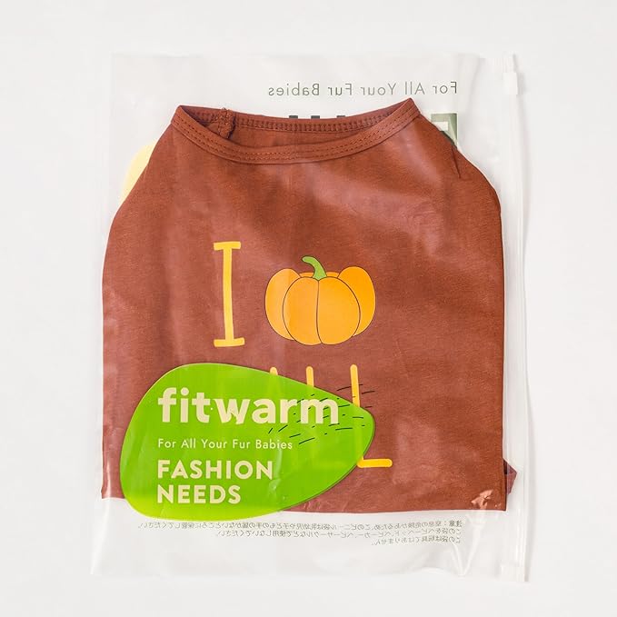 Fitwarm I Love Fall Dog Shirt, Thanksgiving Outfit for Small Dogs Boy Girl, Pet Clothes, Brown, Orange, Yellow, XL