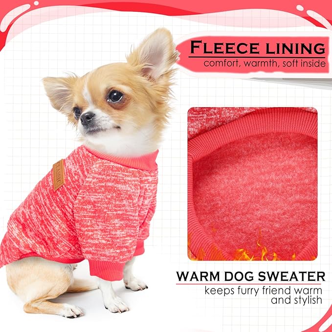 2 Pieces Dog Sweaters for Small Dogs Fall Puppy Clothes Female Winter Fleece Puppy Sweaters Warm Thick Outfit Pet Small Dog Clothes for Boy Girl Dogs Yorkie, Chihuahua, Bulldog, Dachshund,Pug, Medium