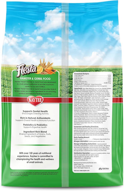 Kaytee Fiesta Hamster & Gerbil Food, Nutritious and Fun Blend, Supports Dental Health and Digestion, 2.5 pounds