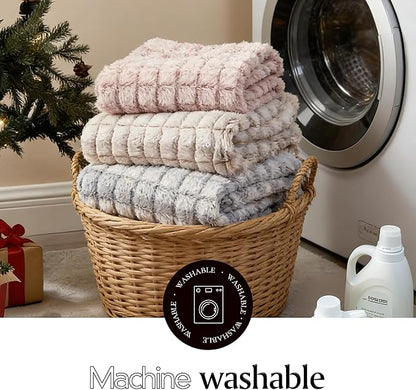 Royal Luxe Micromink Sherpa Throw Blanket for Couch, Fluffy Plush Reversible Throw Blanket for Sofa Bed Chair Room Decor - Luxury Soft Cozy Gifts for Women, 50 x 60 Inches, Red