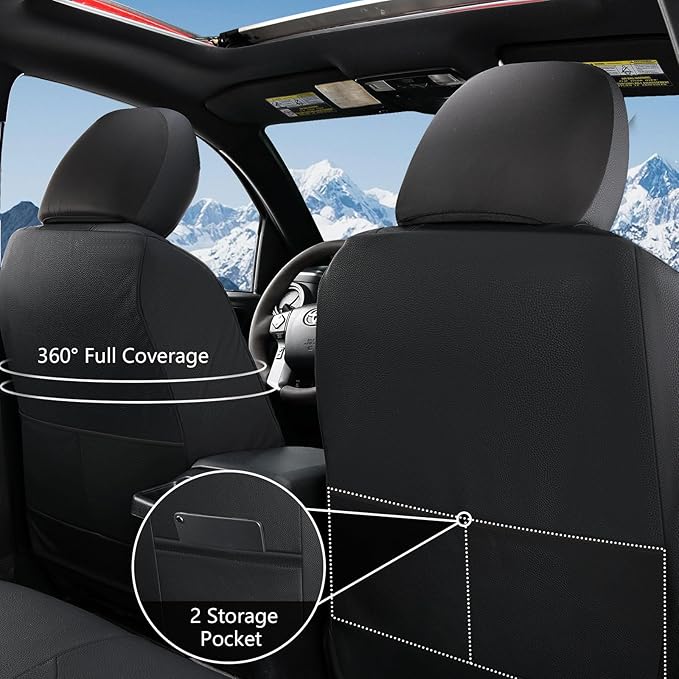 Truckiipa Custom Fit for Toyota Tacoma Seat Covers Front Leather Waterproof Car Seat Covers Fit for 2016-2023 Toyota Tacoma Double Crew Cab, Front Pair, Black&Blue