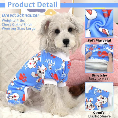 XPUDAC Easter Dog Pajamas Soft Stretchy Bunny Dog Clothes for Small Medium Dogs Pet Jumpsuit Cat Apparel-XS