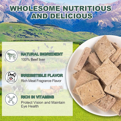 Freeze-Dried Beef Liver Dog Cat Treats - Single Ingredient Pet Snacks High Protein Rich in Iron & Vitamin A,Grain-Free,No Additives (3oz)