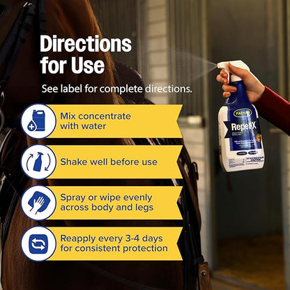 Farnam Repel-X pe Concentrated Fly Spray for Horses, Just Add Water 16 Ounces