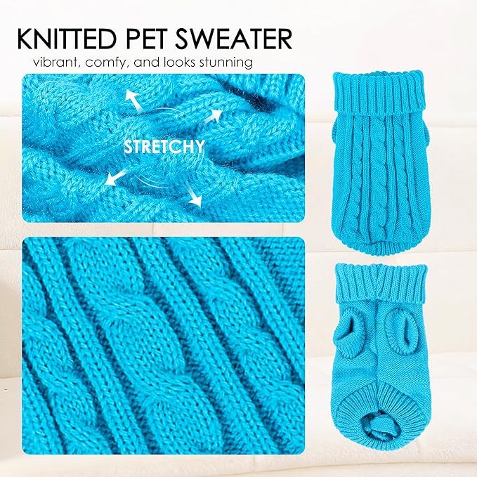 2 Pack Dog Sweaters for Small Dogs, Chihuahua Yorkie Sweater, Dog Clothes for Small Dogs, Winter Warm Pullover Clothing, Pet Cat Cold Weather Puppy Clothes Outfits L