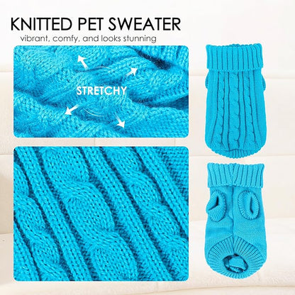 2 Pack Dog Sweaters for Small Dogs, Chihuahua Yorkie Sweater, Dog Clothes for Small Dogs, Winter Warm Pullover Clothing, Pet Cat Cold Weather Puppy Clothes Outfits L