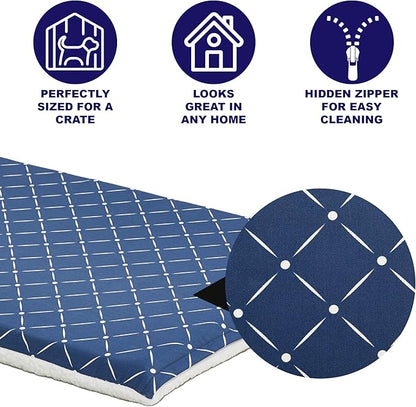 MidWest Homes for Pets Quiet Time Couture Paxton Dog Bed, Blue & Fleece with Removable Pillow Cover, Blue, 30"
